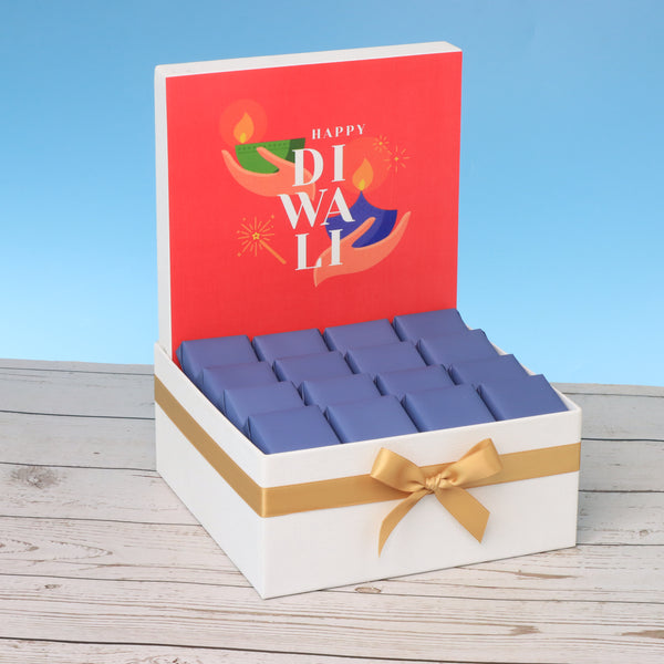 Happy diwali holding hands red designed premium chocolate medium hamper