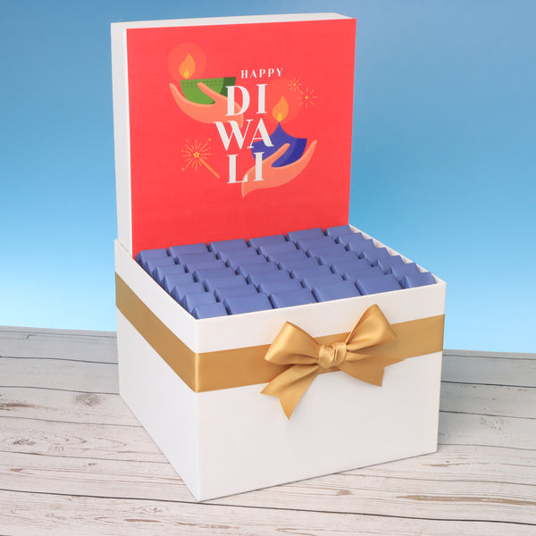 Happy diwali holding hands red designed premium chocolate large hamper