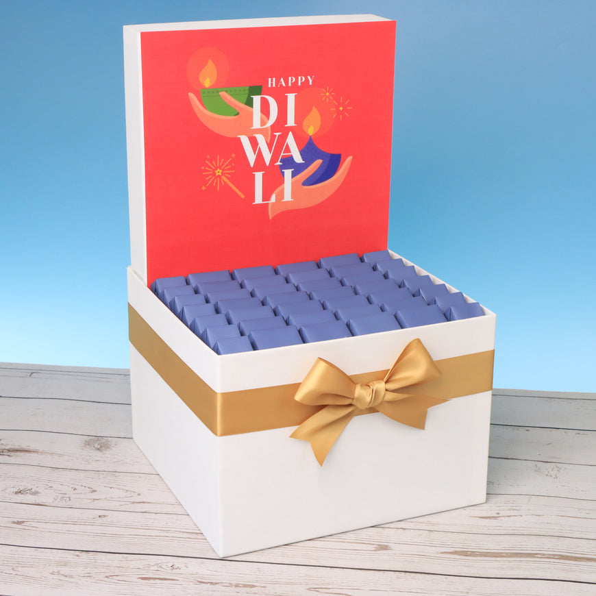 Happy diwali holding hands red designed premium chocolate large hamper