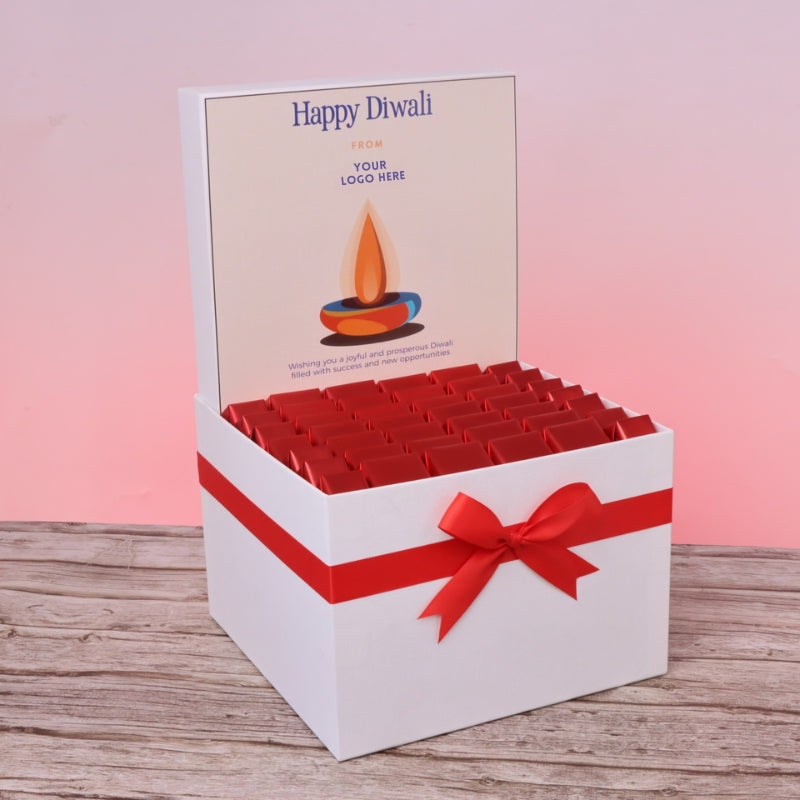 Corporate customized diwali candle orange designed premium chocolate large hamper
