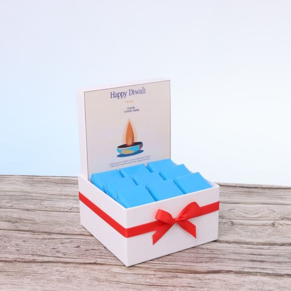 Corporate customized diwali turquoise designed premium chocolate small hamper