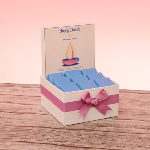 Corporate customized diwali pink designed premium chocolate small hamper