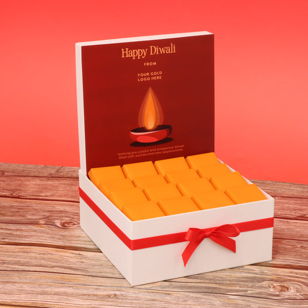 Corporate customized diwali candle red designed premium chocolate medium hamper
