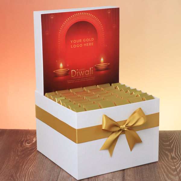 Corporate customized diwali candle frame designed premium chocolate large hamper