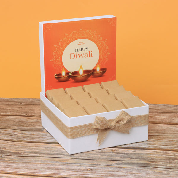Corporate customized diwali candle lights designed premium chocolate medium hamper