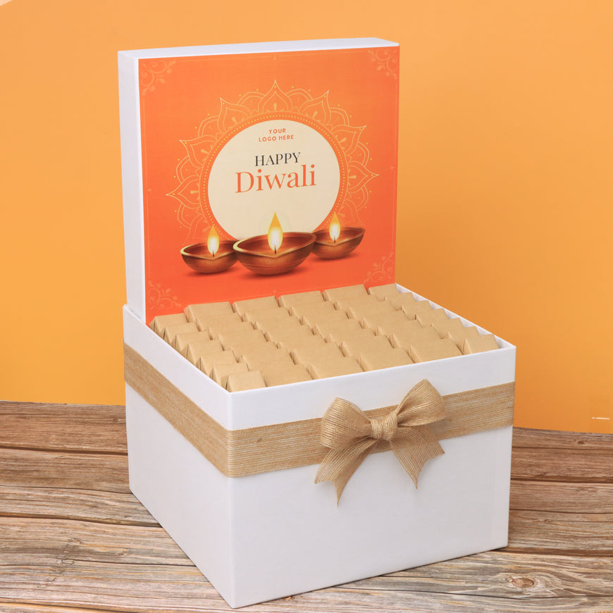 Corporate customized diwali candle lights designed premium chocolate large hamper