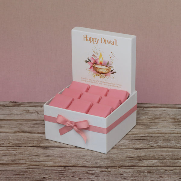 Happy diwali floral candle lights designed premium chocolate small hamper