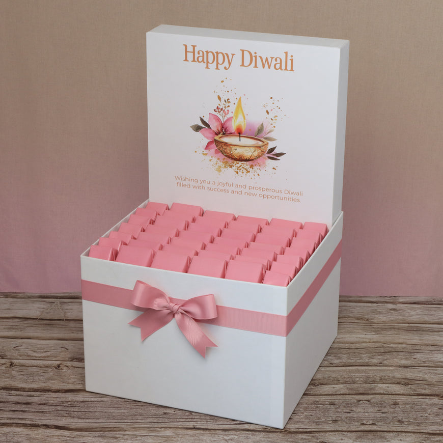 Happy diwali floral candle lights designed premium chocolate large hamper