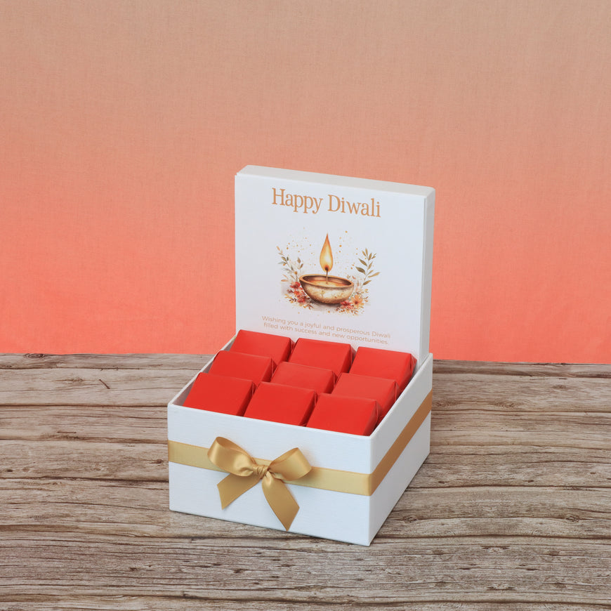 Happy diwali floral candle designed premium chocolate small hamper