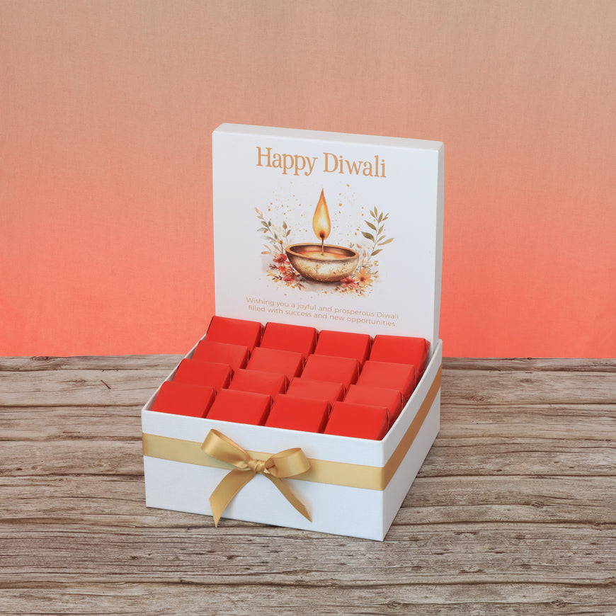 Happy diwali floral candle designed premium chocolate medium hamper