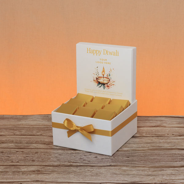 Corporate customized diwali floral candle designed premium chocolate small hamper