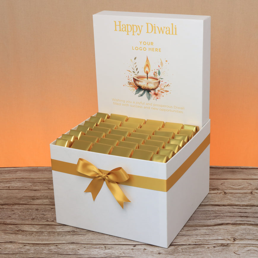Corporate customized diwali floral candle designed premium chocolate large tray
