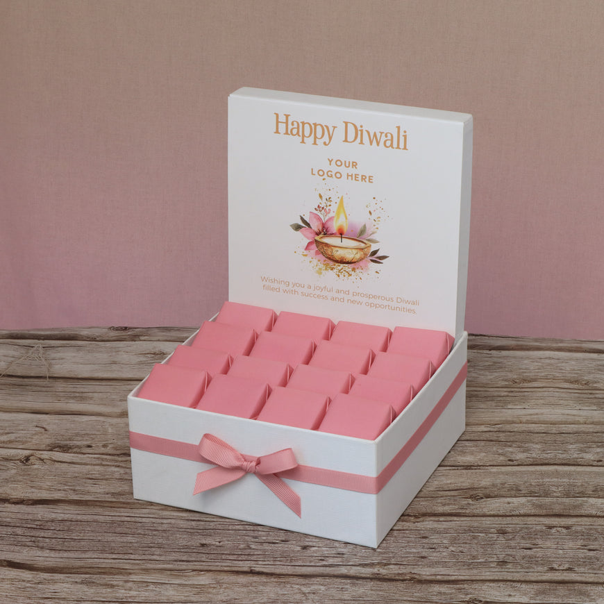 Corporate customized diwali floral candle lights designed premium chocolate medium hamper