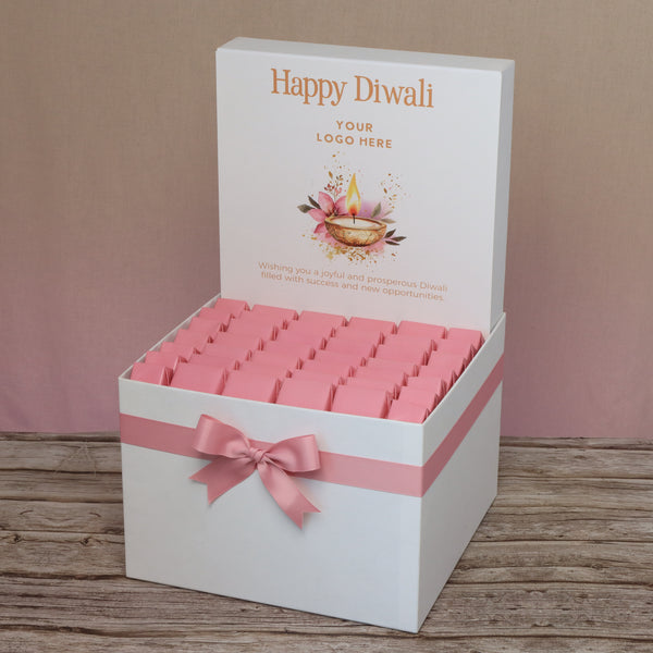 Corporate customized diwali floral candle lights designed premium chocolate large hamper