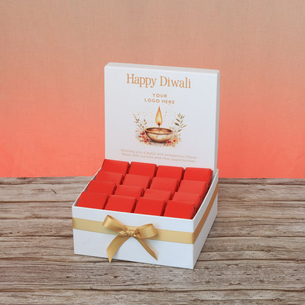 Corporate customized diwali floral candle lights designed premium chocolate medium hamper