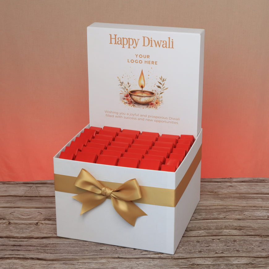 Corporate customized diwali floral candle lights designed premium chocolate large hamper
