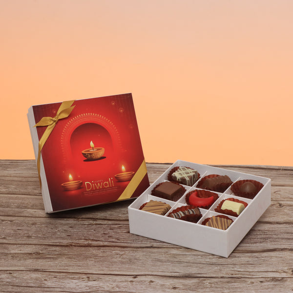 Happy diwali candle lights designed premium chocolate 9P hard box