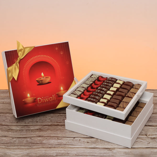 Happy diwali candle lights designed premium chocolate 2-layer hard box