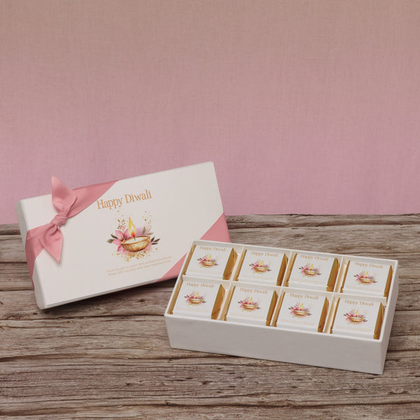Set of 6 Happy diwali floral candle lights designed premium chocolate 8P hard box