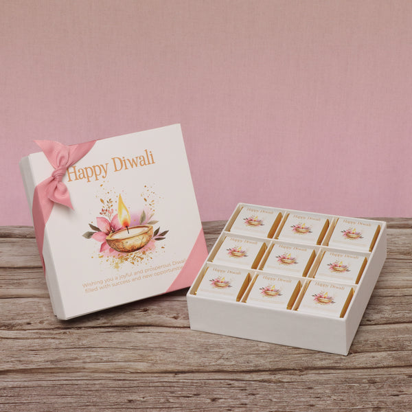 Happy diwali floral candle lights designed premium chocolate 9P hard box