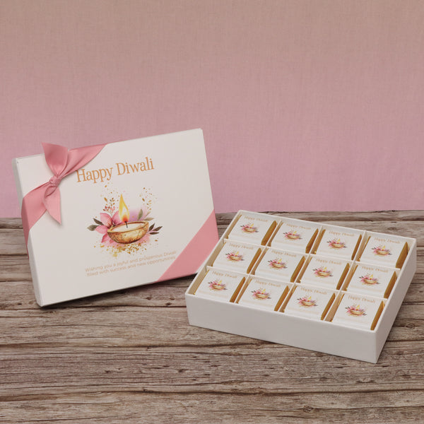 Happy Diwali floral candle lights designed premium chocolate 12P hard box