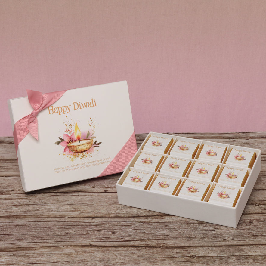 Happy Diwali floral candle lights designed premium chocolate 12P hard box