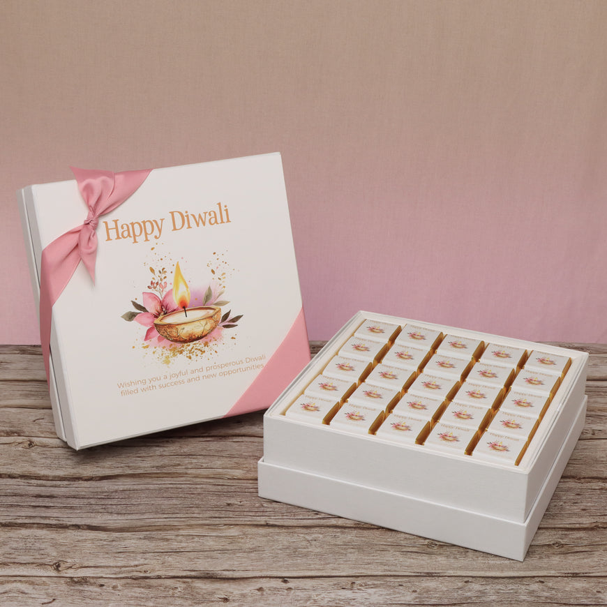 Happy diwali floral candle lights designed premium chocolate hard box
