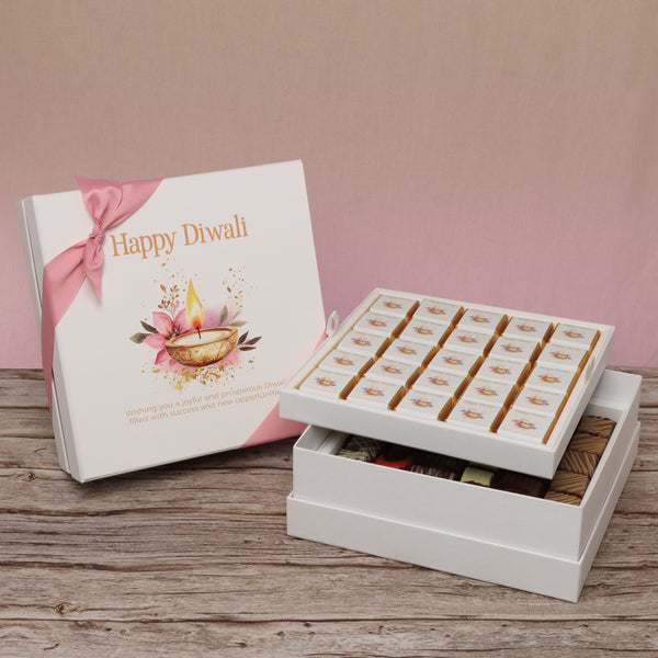 Happy diwali floral candle lights designed premium chocolate 2-layer hard box