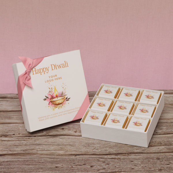 Set of 5 Happy diwali floral candle lights designed premium chocolate 9p hard box