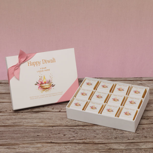 Set of 5 Happy diwali floral candle lights designed premium chocolate 12p hard box