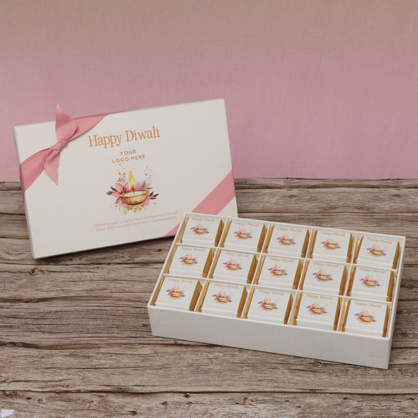 Set of 4 corporate customized floral candle lights designed premium chocolate 15p hard box