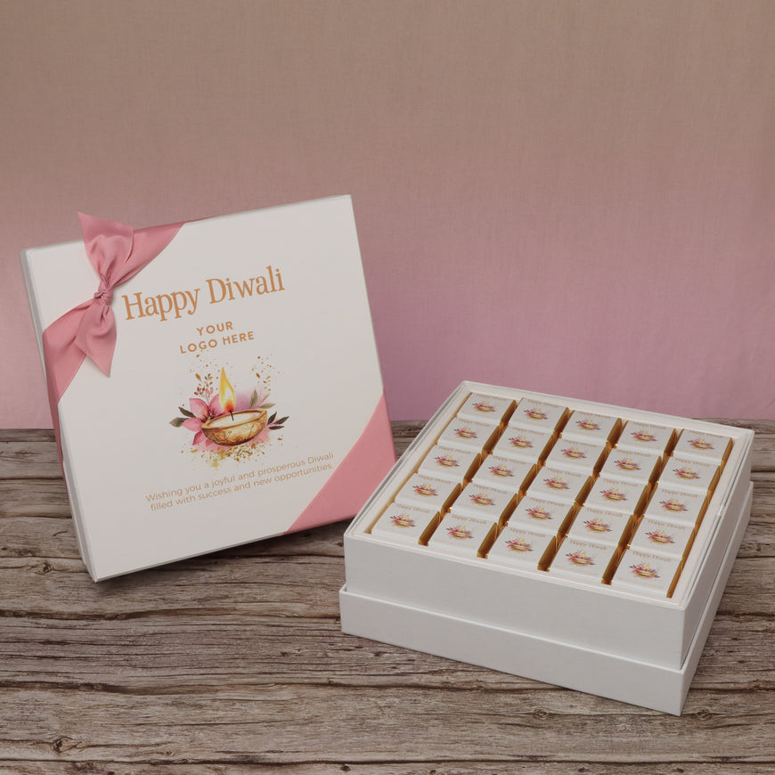 Set of 2 corporate customized floral candle lights designed premium chocolate hard box