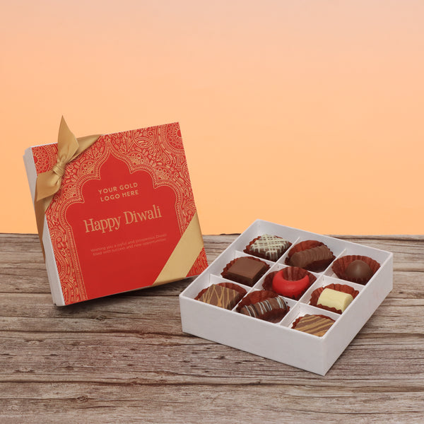 Set of 5 Corporate customized happy diwali festive frame designed premium chocolate 9p hard box