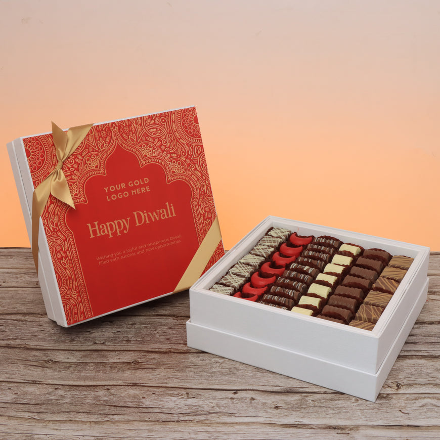 Set of 2 Corporate customized happy diwali festive frame designed premium chocolate hard box