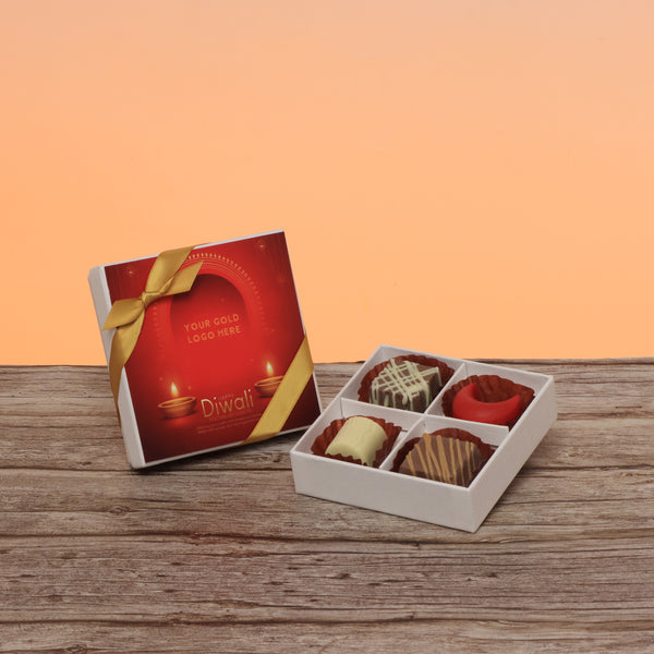 Set of 15 corporate customized happy diwali candle lights designed premium chocolate 4P hard box