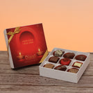 Set of 5 corporate customized Happy diwali candle lights designed premium chocolate 9P hard box