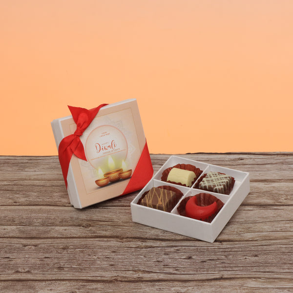 Set of 15 corporate customized festival of lights diwali designed premium chocolate 4p hard box