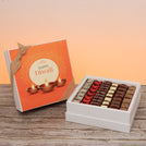 Set of 2 corporate customized happy diwali golden candle designed premium chocolate hard box