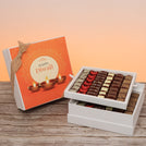 Corporate customized happy diwali golden candle designed premium chocolate 2-layer hard box
