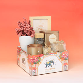 Happy Diwali elephant floral designed premium chocolate & sweets medium acrylic tray