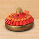 Happy Diwali Mosque candle designed with premium chocolate round metal tray