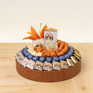 Happy diwali majestic elephant designed premium chocolate round leather tray