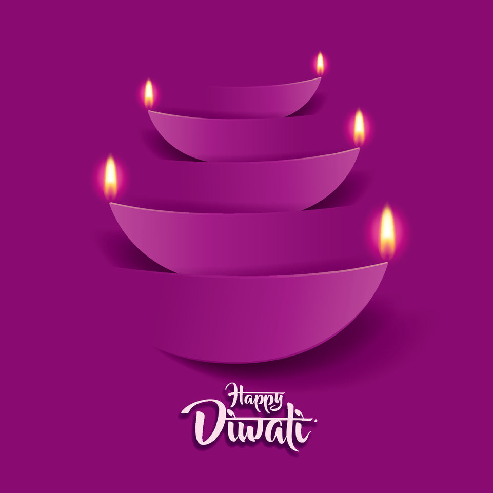 Diwali boat shaped candles greeting card