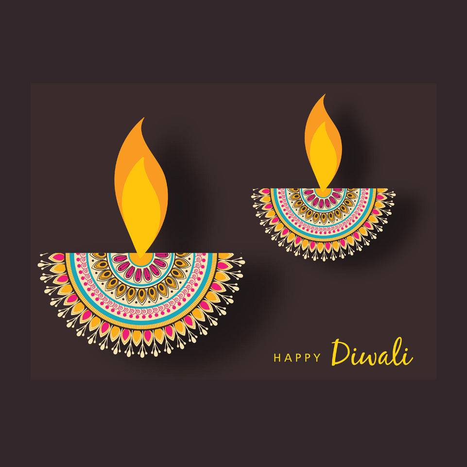 Diwali colorful dia candles greeting card c