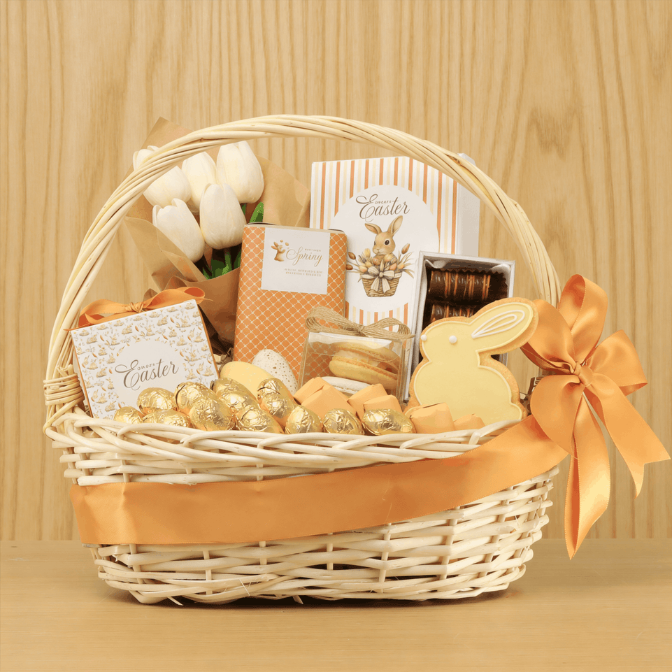 Happy Easter designed premium chocolate cookie macaroon medium basket