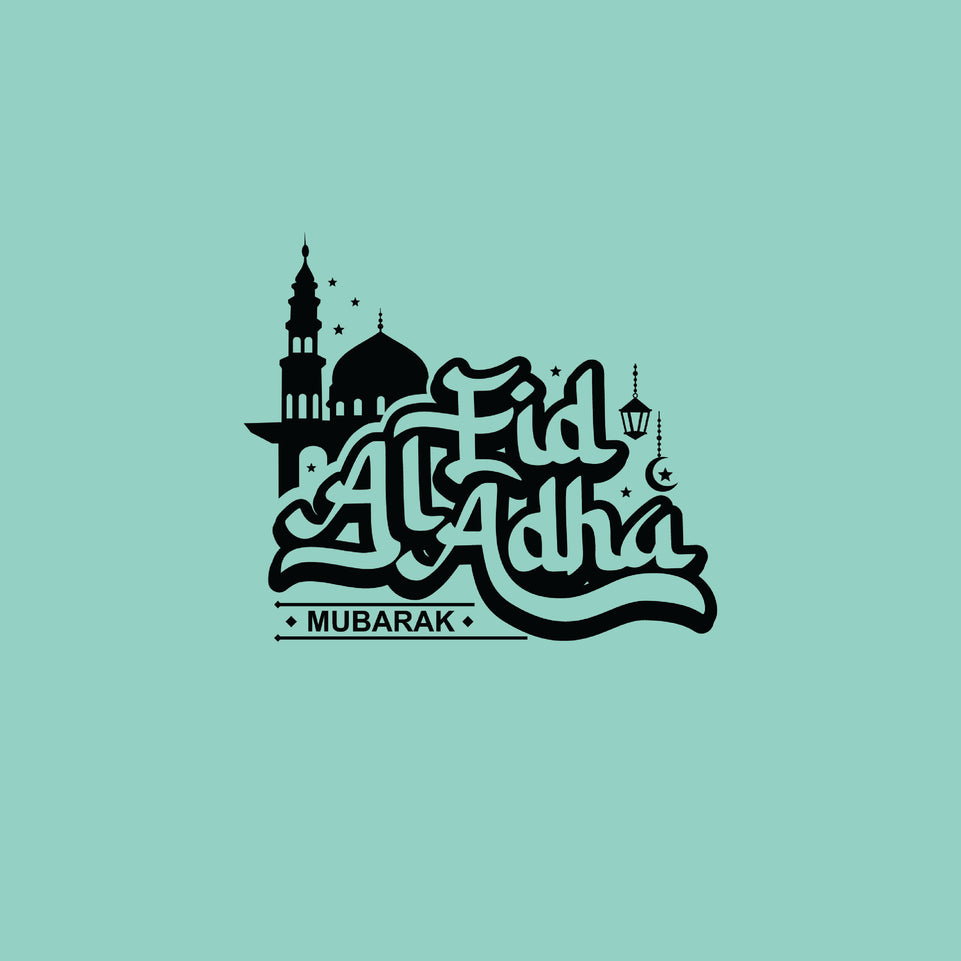 Eid al adha mosque greeting card