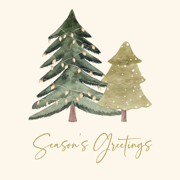 Elegant double tree christmas greeting card