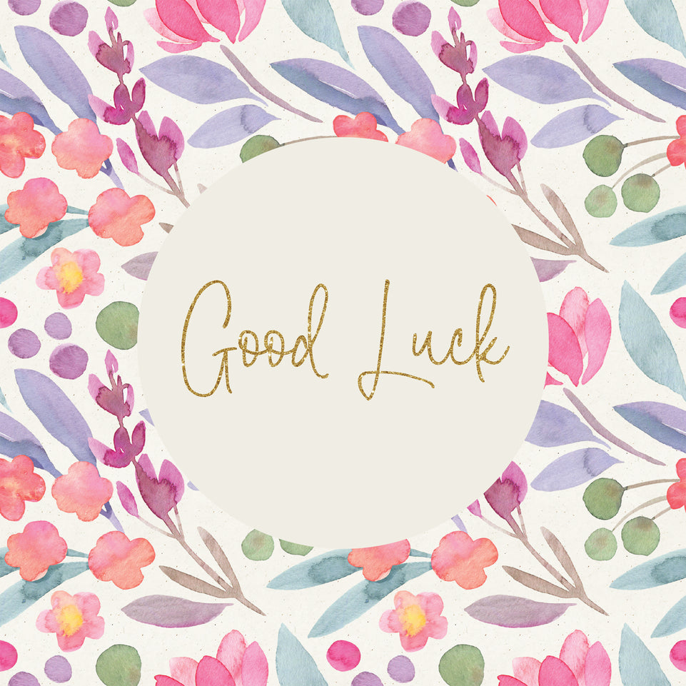 Floral watercolor good luck greeting card