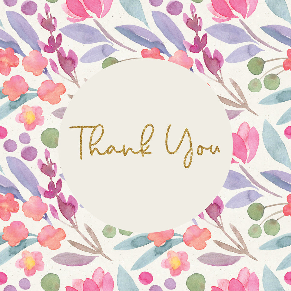 Floral watermark thank you greeting card w