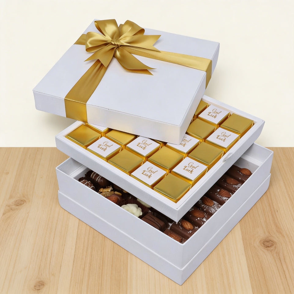 Good luck classic gold designed 2-layer premium chocolate hard box